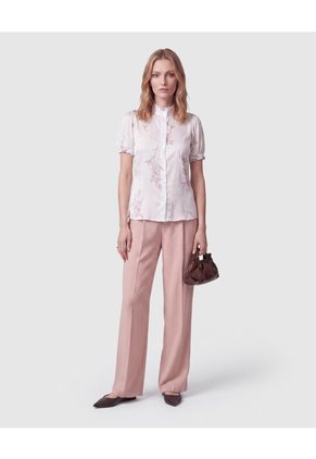 Camisa Estampada Manga Corta Para Mujer Para Mujer Blanco Patprimo