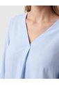 Blusa Manga 3/4 Con Escote V Para Mujer  Para Mujer Azul Patprimo de Patprimo