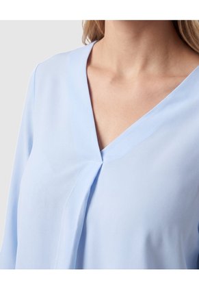 Blusa Manga 3/4 Con Escote V Para Mujer Para Mujer Azul Patprimo