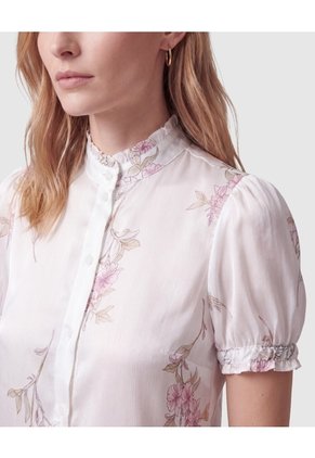 Camisa Estampada Manga Corta Para Mujer Para Mujer Blanco Patprimo
