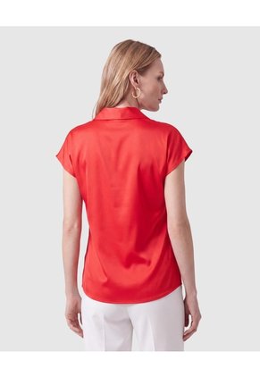 Blusa Unicolor Manga Corta Para Mujer  Para Mujer Rojo Patprimo