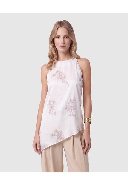 Blusa Sin Mangas Con Cuello Redondo Para Mujer  Para Mujer Blanco Patprimo