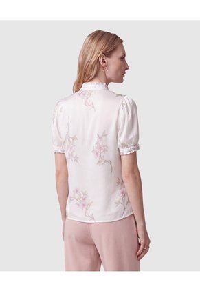 Camisa Estampada Manga Corta Para Mujer Para Mujer Blanco Patprimo