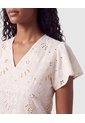Blusa Con Escote V Y Manga Corta Para Mujer  Para Mujer Crema Patprimo de Patprimo