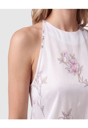 Blusa Sin Mangas Con Cuello Redondo Para Mujer Para Mujer Blanco Patprimo