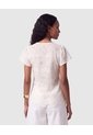 Blusa Con Escote V Y Manga Corta Para Mujer  Para Mujer Crema Patprimo de Patprimo