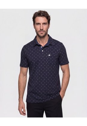 Polo Con Microestampado Para Hombre Azul Patprimo