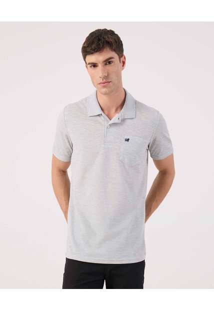 Polo Unicolor Con Bolsillo   Para Hombre Gris Patprimo