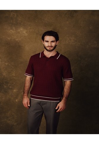 Polo Tejida Manga Corta Para Hombre  Para Hombre Vino Patprimo Patprimo