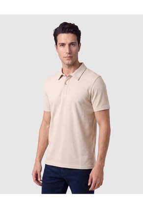 Polo Unicolor Para Hombre Para Hombre Beige Patprimo