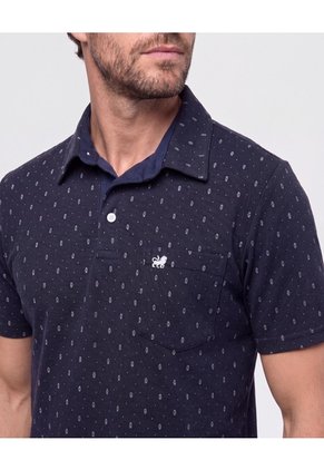 Polo Con Microestampado Para Hombre Azul Patprimo