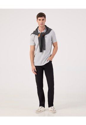 Polo Unicolor Con Bolsillo   Para Hombre Gris Patprimo