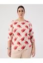 Blusa De Manga 3/4 Con Botones  Curvy  Para Mujer Rojo Patprimo de Patprimo