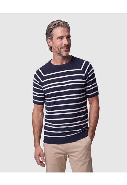 Camiseta Tejida Manga Corta Para Hombre  Para Hombre Azul Patprimo