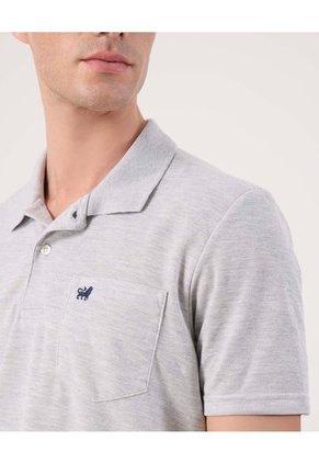 Polo Unicolor Con Bolsillo   Para Hombre Gris Patprimo