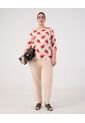 Blusa De Manga 3/4 Con Botones  Curvy  Para Mujer Rojo Patprimo de Patprimo