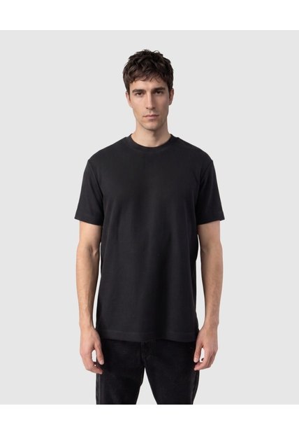 Camiseta Texturizada Manga Corta Para Hombre  Para Hombre Negro Patprimo