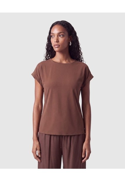 Camiseta Básica De Manga Corta Para Mujer  Para Mujer Café Patprimo