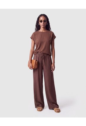 Camiseta Básica De Manga Corta Para Mujer  Para Mujer Café Patprimo