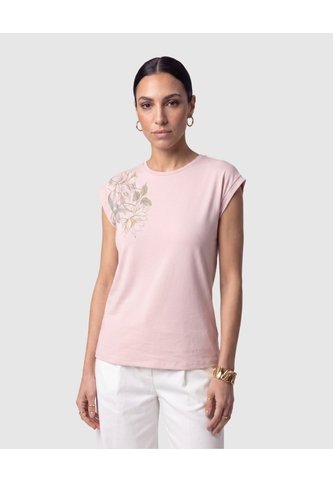 Camiseta Estampada Manga Corta Para Mujer  Para Mujer Rosa Patprimo Patprimo