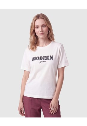 Camiseta Estampada De Manga Corta Para Mujer Para Mujer Blanco Patprimo