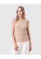 Camiseta Texturizada Manga Corta Para Mujer  Para Mujer Beige Patprimo de Patprimo