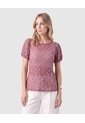Camiseta Encaje Manga Corta Para Mujer  Para Mujer Vino Patprimo de Patprimo
