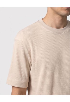 Camiseta Texturizada Manga Corta Para Hombre  Para Hombre Beige Patprimo