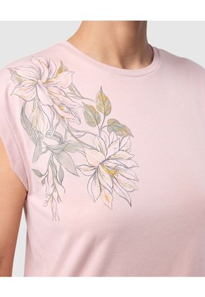 Camiseta Estampada Manga Corta Para Mujer Para Mujer Rosa Patprimo