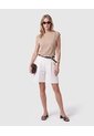 Camiseta Texturizada Manga Corta Para Mujer  Para Mujer Beige Patprimo de Patprimo