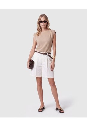 Camiseta Texturizada Manga Corta Para Mujer  Para Mujer Beige Patprimo