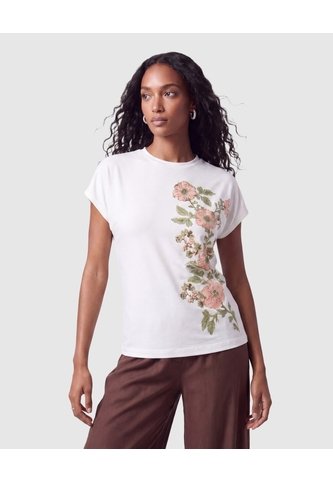 Camiseta Estampada Manga Corta Para Mujer  Para Mujer Blanco Patprimo Patprimo