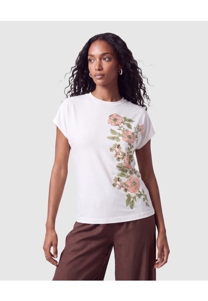 Camiseta Estampada Manga Corta Para Mujer  Para Mujer Blanco Patprimo