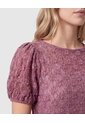Camiseta Encaje Manga Corta Para Mujer  Para Mujer Vino Patprimo de Patprimo