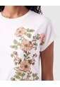 Camiseta Estampada Manga Corta Para Mujer  Para Mujer Blanco Patprimo de Patprimo