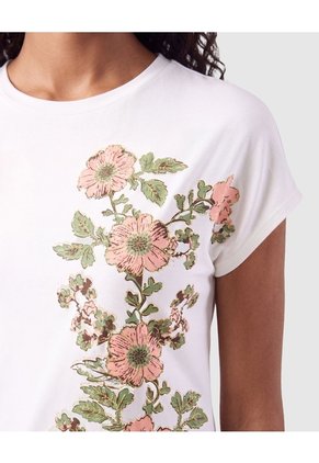 Camiseta Estampada Manga Corta Para Mujer  Para Mujer Blanco Patprimo