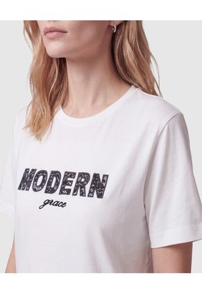 Camiseta Estampada De Manga Corta Para Mujer Para Mujer Blanco Patprimo