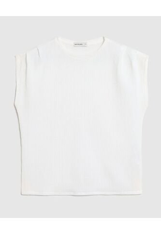 Camiseta Texturizada Con Hombro Caído   Para Mujer Blanco Patprimo Patprimo