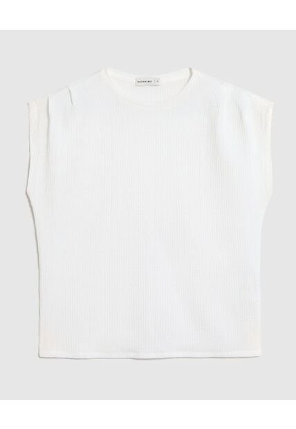 Camiseta Texturizada Con Hombro Caído   Para Mujer Blanco Patprimo