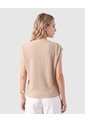 Camiseta Texturizada Manga Corta Para Mujer  Para Mujer Beige Patprimo de Patprimo