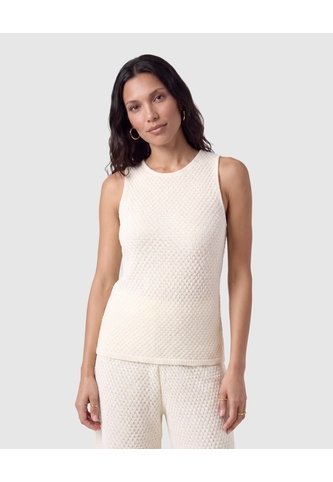 Camiseta Sin Mangas Texturizada Para Mujer  Para Mujer Crema Patprimo Patprimo