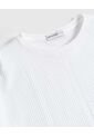 Camiseta Texturizada Con Hombro Caído   Para Mujer Blanco Patprimo de Patprimo