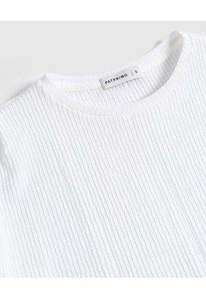 Camiseta Texturizada Con Hombro Caído Para Mujer Blanco Patprimo