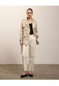 Chaqueta Trench Unicolor Con Cinturon   Para Mujer Crema Patprimo de Patprimo