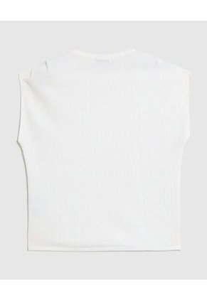 Camiseta Texturizada Con Hombro Caído Para Mujer Blanco Patprimo