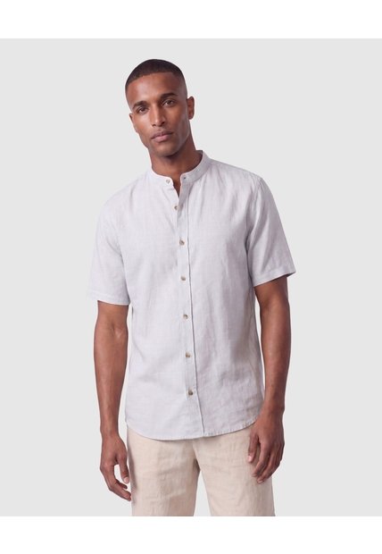 Camisa Manga Corta Con Cuello Mao Para Hombre  Para Hombre Verde Patprimo