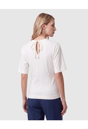 Camiseta Manga Corta Con Lazo Espalda Mujer  Para Mujer Blanco Patprimo