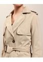 Chaqueta Trench Unicolor Con Cinturon   Para Mujer Crema Patprimo de Patprimo