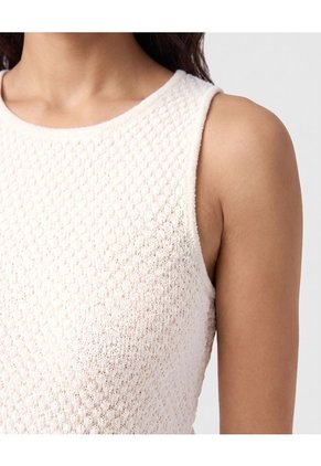 Camiseta Sin Mangas Texturizada Para Mujer  Para Mujer Crema Patprimo