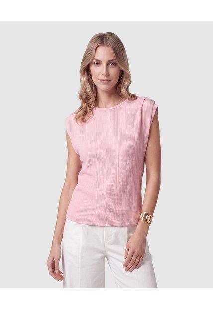 Camiseta Texturizada Sin Mangas Para Mujer  Para Mujer Rosa Patprimo